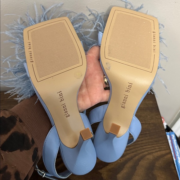 NEW Gianni Bini Neela Feathered Strappy Blue Heels - Picture 8 of 9